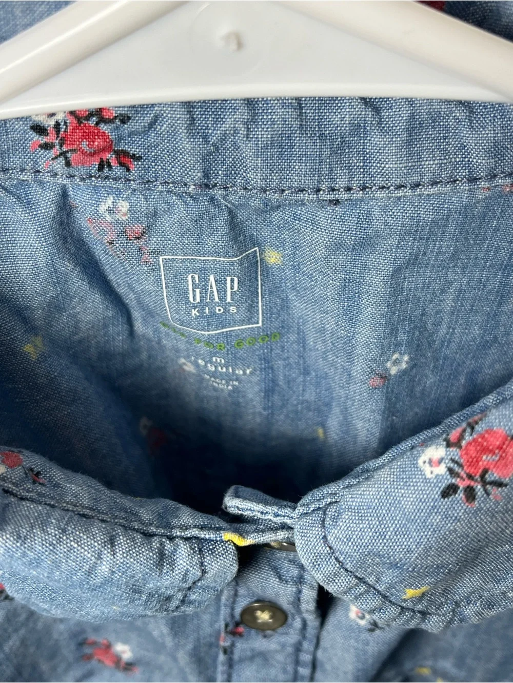 GAP Blue Floral Chambray Button Jacket